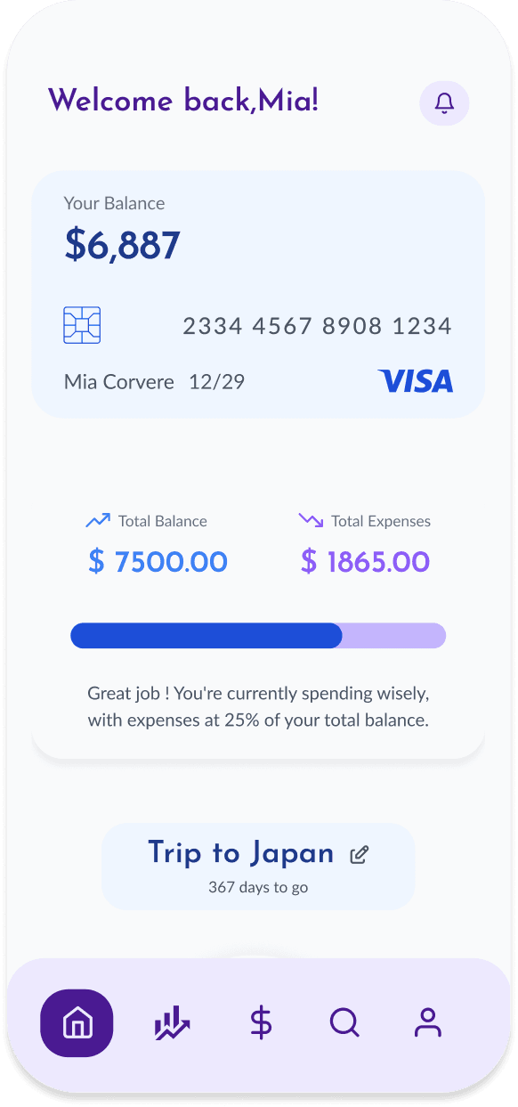 Finance Nest dashboard screen